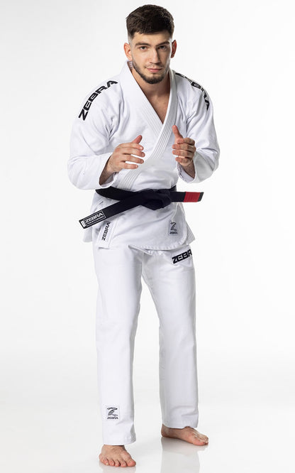 Combinaison ZEBRA BJJ Guerreiro blanche - Kimono de Jiu-Jitsu Brésilien 350 g