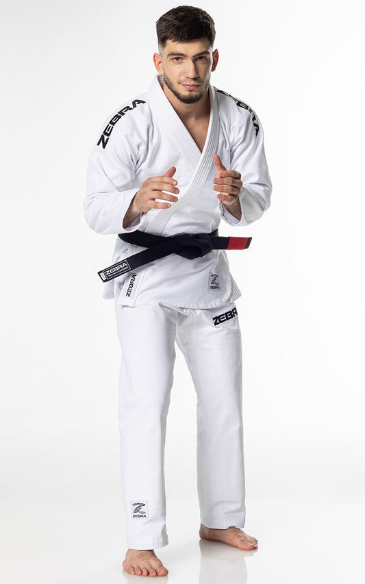 Combinaison ZEBRA BJJ Guerreiro blanche - Kimono de Jiu-Jitsu Brésilien 350 g