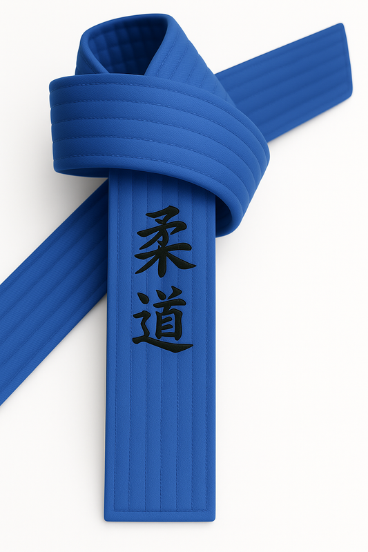 Ceinture de judo bleue brodée - Personnages de judo jananisch - ceinture bleue avec broderie Kanji