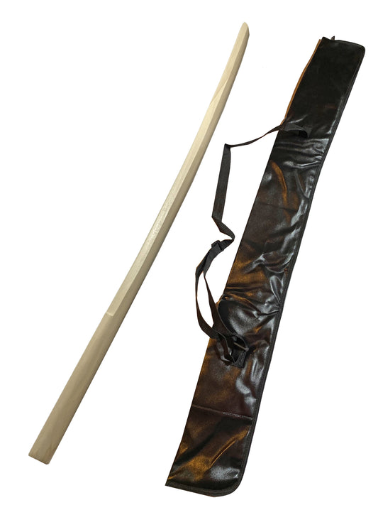 SET Bokken chêne blanc avec étui à arme - 101 cm avec Tsuba - Sabre japonais en bois léger