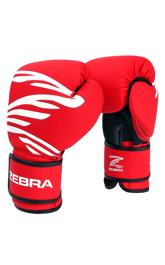 Gants de boxe ZEBRA Fitness PU rouge-blanc avec insert en mesh