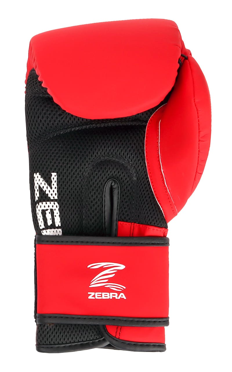 Gants de boxe ZEBRA Fitness PU rouge-blanc avec insert en mesh