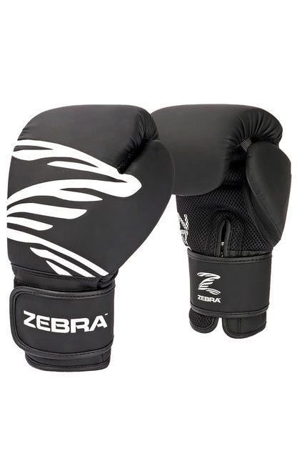 Gants de boxe ZEBRA Fitness PU noir-blanc avec insert en mesh