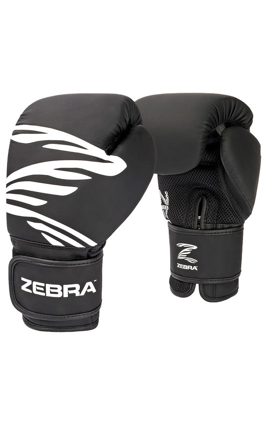 Gants de boxe ZEBRA Fitness PU noir-blanc avec insert en mesh