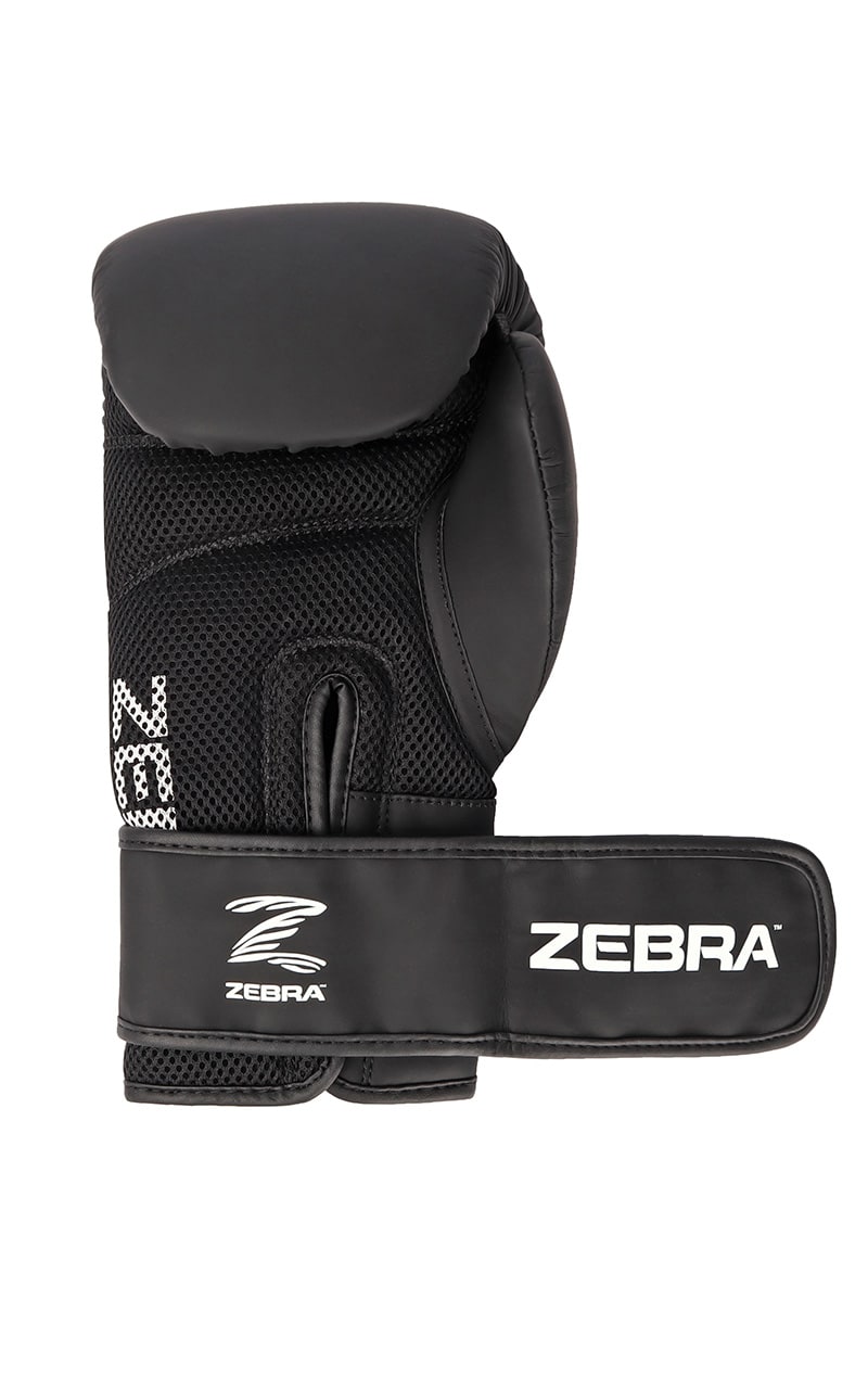 Gants de boxe ZEBRA Fitness PU noir-blanc avec insert en mesh