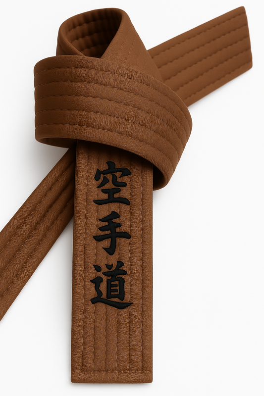 Ceinture de karaté marron brodée - Personnages de Karaté Do jananisch - ceinture marron avec broderie Kanji