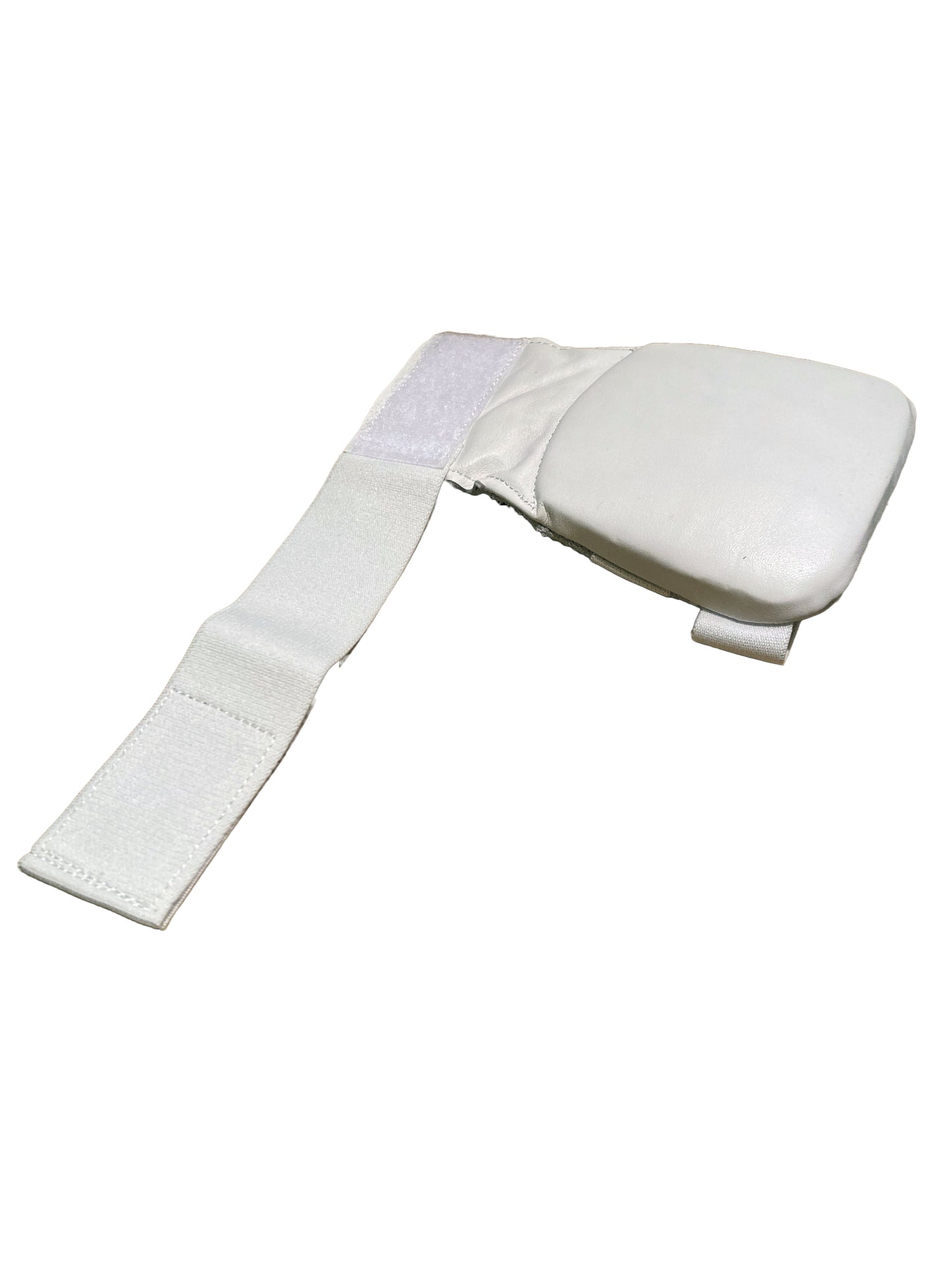 Protège-poignets de karaté TEKKA BUDO blancs plats - Mitaines en cuir véritable - Passants pour les doigts avec bande élastique