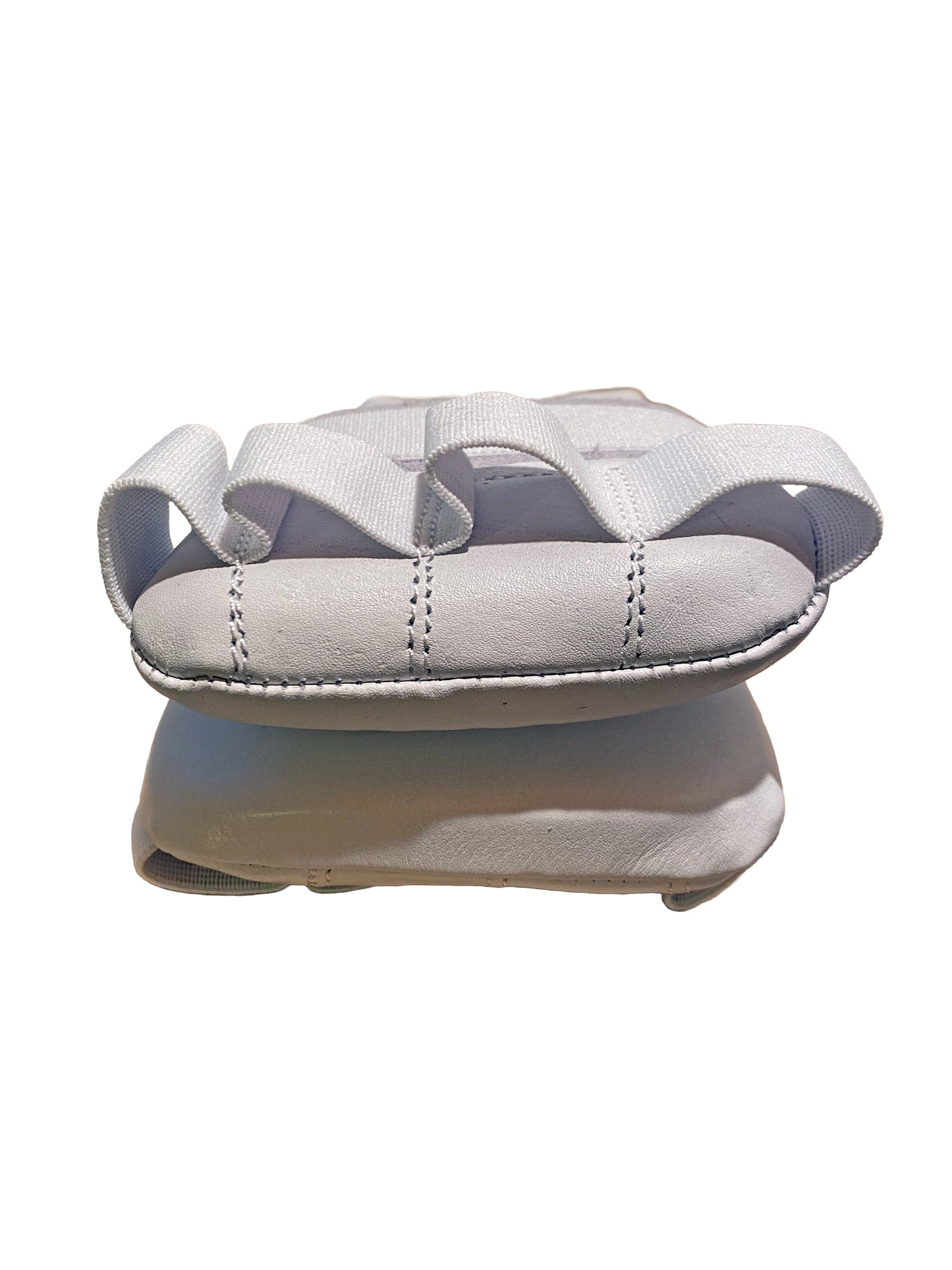 Protège-poignets de karaté TEKKA BUDO blancs plats - Mitaines en cuir véritable - Passants pour les doigts avec bande élastique