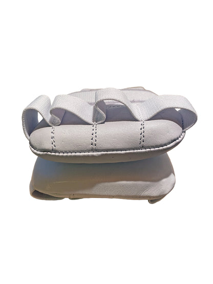 Protège-poignets de karaté TEKKA BUDO blancs plats - Mitaines en cuir véritable - Passants pour les doigts avec bande élastique