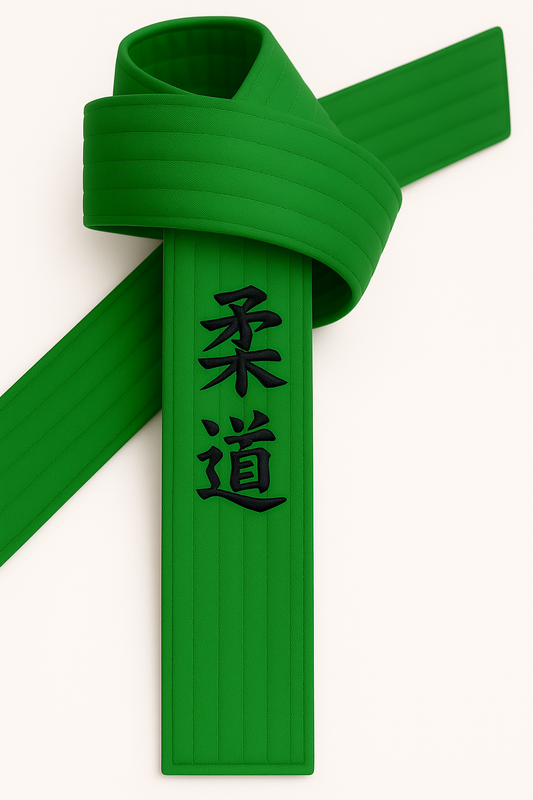 Ceinture de judo verte brodée - Personnages de judo jananisch - Ceinture verte avec broderie Kanji