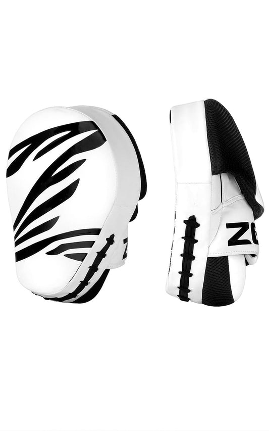 Coussinets de main ZEBRA courbés blancs - grip boule, mesh, très bon amorti (paire)