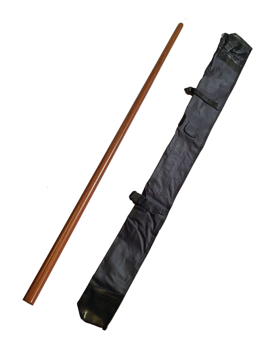 Bâton de combat japonais en chêne rouge avec étui pour armes - 182 cm - Extrémités effilées