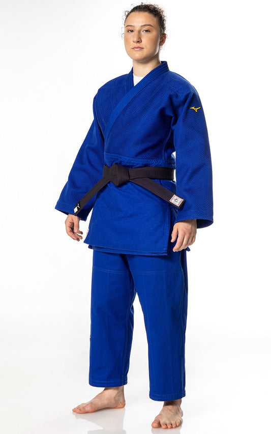 Combinaison de judo MIZUNO Yusho III IJF bleu - 750 g de tissu mixte - Ensemble de judo professionnel Veste de judo, pantalon de judo avec cordon de serrage