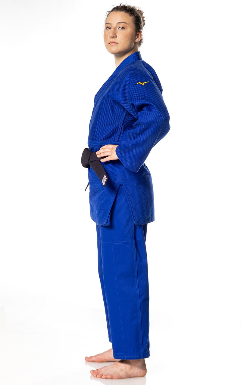 Combinaison de judo MIZUNO Yusho III IJF bleu - 750 g de tissu mixte - Ensemble de judo professionnel Veste de judo, pantalon de judo avec cordon de serrage