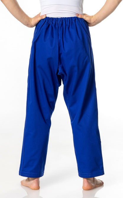 Pantalon de judo MIZUNO Yusho III IJF bleu - Tissu mixte 750 g - Pantalon de judo avec cordon de serrage