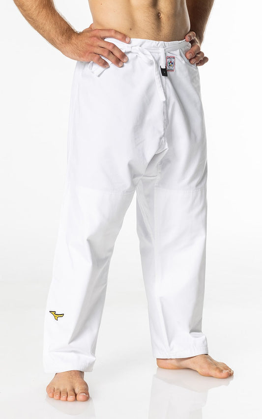 Pantalon de judo MIZUNO Yusho III IJF blanc - Tissu mixte 750 g - Pantalon de judo avec cordon de serrage