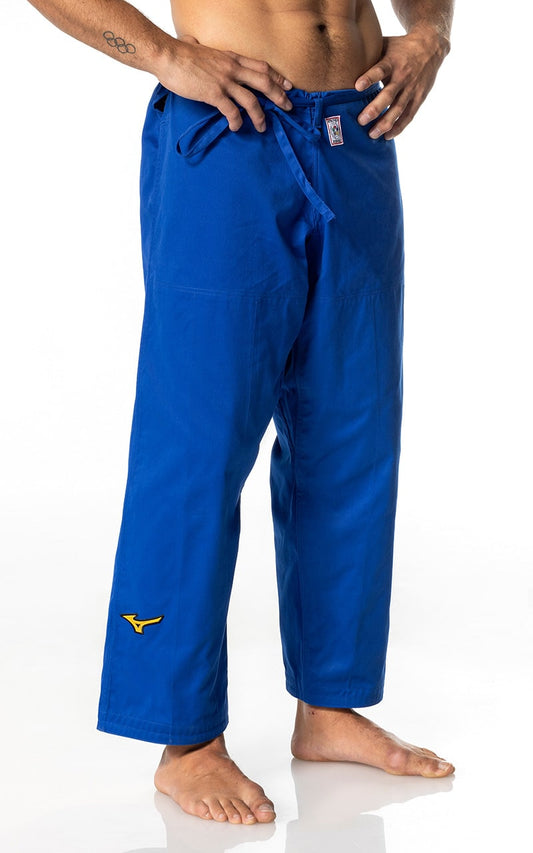 Pantalon de judo MIZUNO Yusho Best 2 IFJ bleu - Tissu mixte 750 g - Pantalon de judo avec cordon de serrage