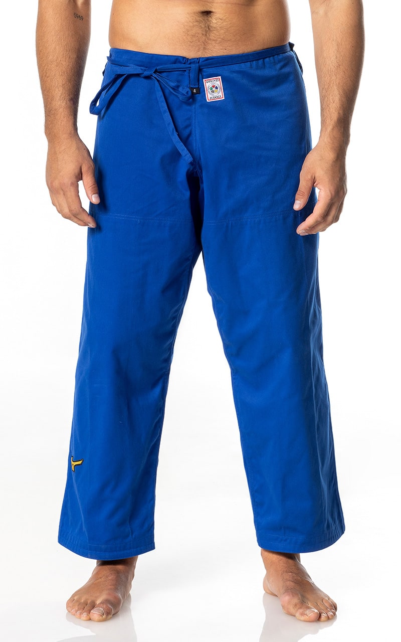 Pantalon de judo MIZUNO Yusho Best 2 IFJ bleu - Tissu mixte 750 g - Pantalon de judo avec cordon de serrage