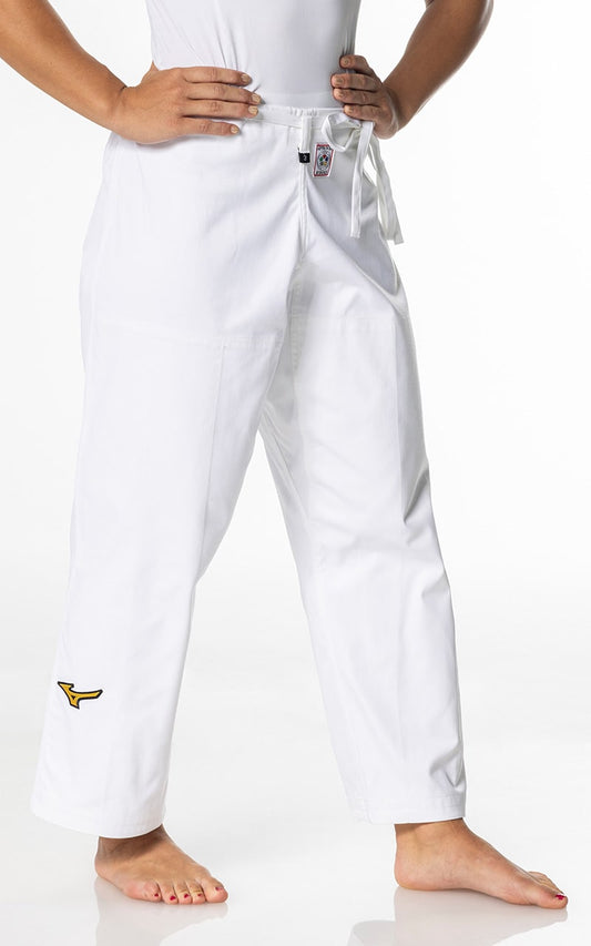 Pantalon de judo MIZUNO Yusho Best 2 IFJ blanc - Tissu mixte 750 g - Pantalon de judo avec cordon de serrage