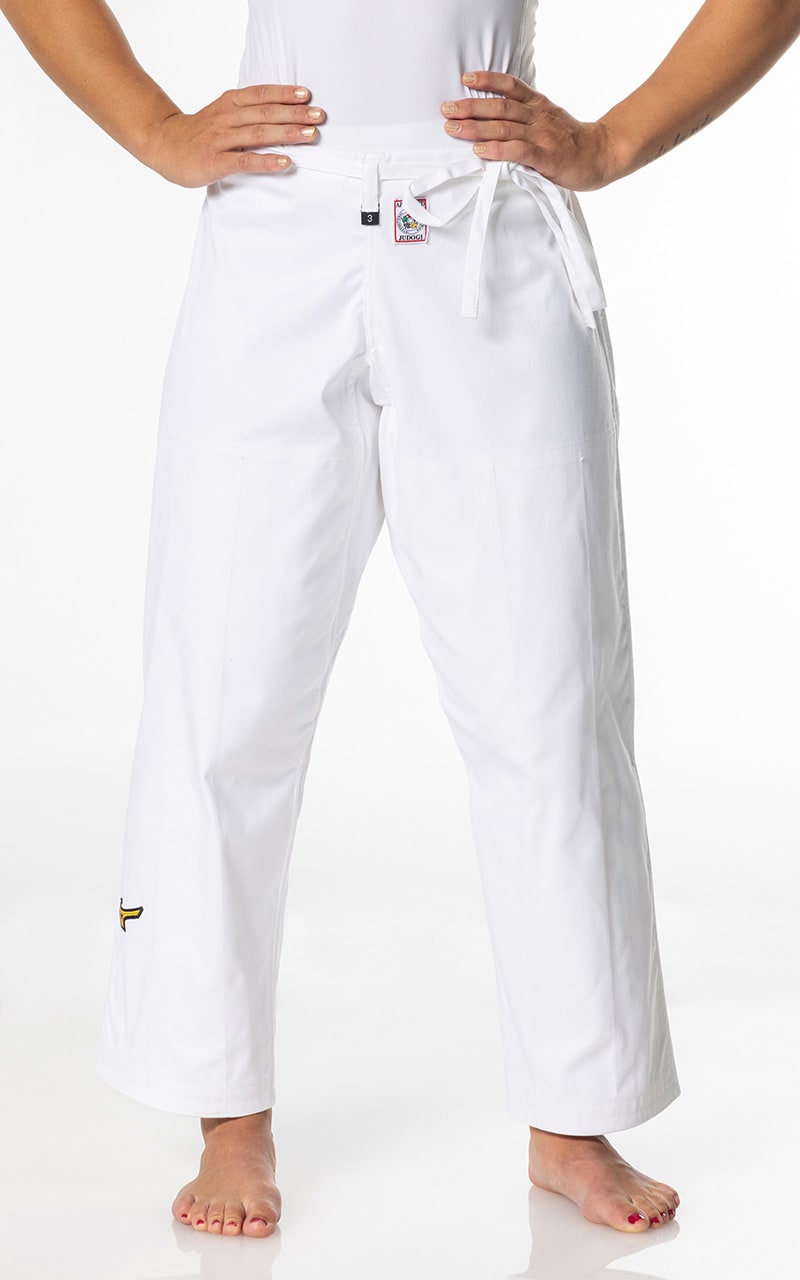 Pantalon de judo MIZUNO Yusho Best 2 IFJ blanc - Tissu mixte 750 g - Pantalon de judo avec cordon de serrage