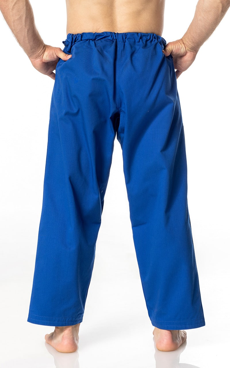 Pantalon de judo MIZUNO Yusho bleu - Fabriqué au Japon - Tissu mixte 750 g - Pantalon de judo avec cordon de serrage