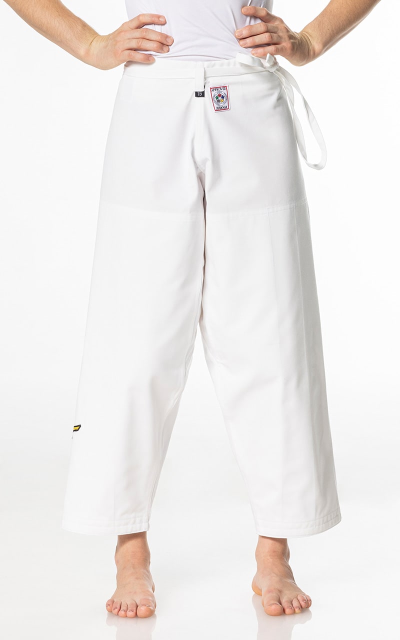 Pantalon de judo MIZUNO Yusho blanc - Fabriqué au Japon - Tissu mixte 750 g - Pantalon de judo avec cordon de serrage