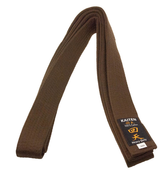 Ceinture de karaté Kaiten marron version extra épaisse - 4,5 cm de large - ceinture marron coton - longueur 230 à 350 cm