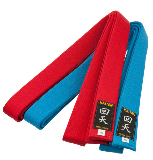 Ceinture de compétition de karaté Kaiten bleue - Largeur 4 cm - Ceinture bleue en coton - Longueur 230 à 325 cm