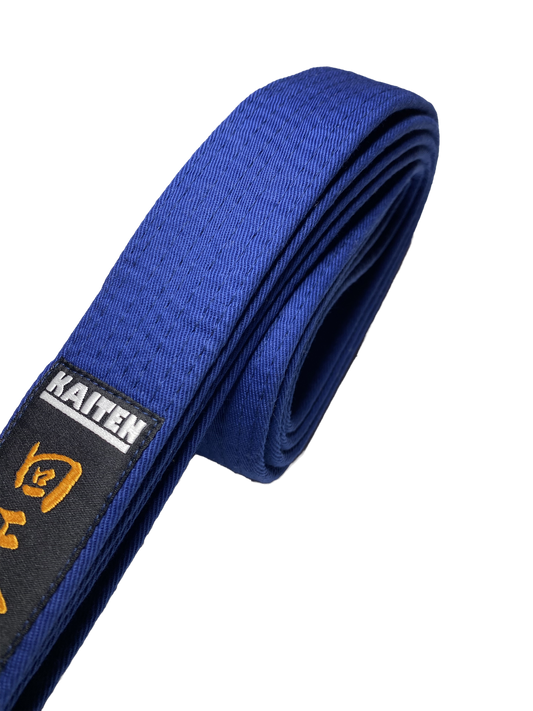 Ceinture de Karaté KAITEN Bleue - Largeur 4 cm - Ceinture Bleue Coton - Longueur 230 à 350 cm