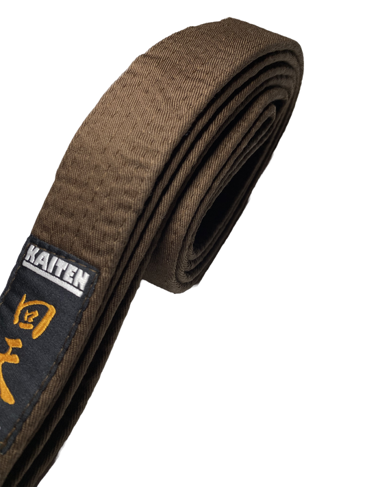 Ceinture de Karaté KAITEN Marron - Largeur 4 cm - Ceinture Coton Marron - Longueur 230 à 350 cm