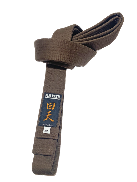 Ceinture de karaté Kaiten marron version extra épaisse - 4,5 cm de large - ceinture marron coton - longueur 230 à 350 cm