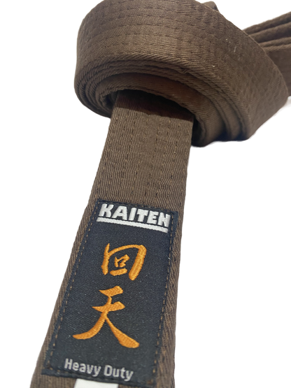 Ceinture de karaté Kaiten marron version extra épaisse - 4,5 cm de large - ceinture marron coton - longueur 230 à 350 cm