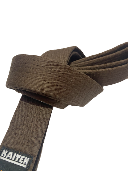 Ceinture de karaté Kaiten marron version extra épaisse - 4,5 cm de large - ceinture marron coton - longueur 230 à 350 cm
