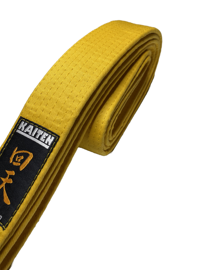 Ceinture de Karaté KAITEN Jaune - Largeur 4 cm - Ceinture Jaune Coton - Longueur 230 à 350 cm