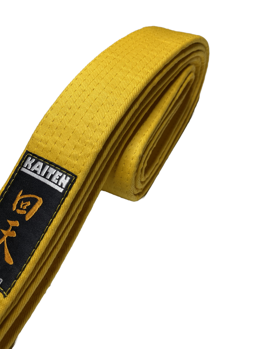 Ceinture de Karaté KAITEN Jaune - Largeur 4 cm - Ceinture Jaune Coton - Longueur 230 à 350 cm