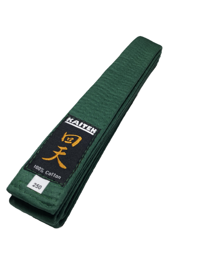 Ceinture de Karaté KAITEN Verte - Largeur 4 cm - Ceinture Verte Coton - Longueur 230 à 350 cm