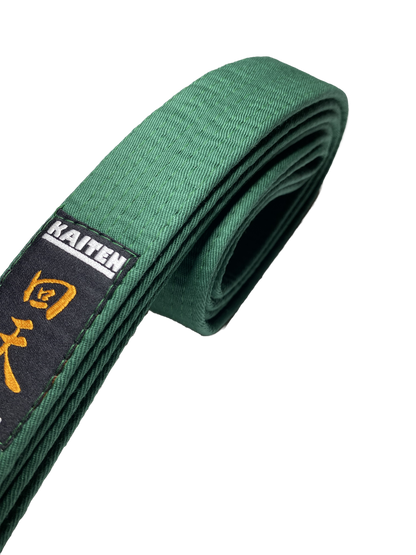 Ceinture de Karaté KAITEN Verte - Largeur 4 cm - Ceinture Verte Coton - Longueur 230 à 350 cm