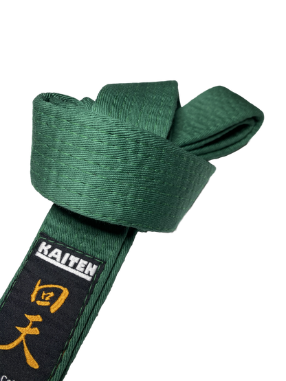 Ceinture de Karaté KAITEN Verte - Largeur 4 cm - Ceinture Verte Coton - Longueur 230 à 350 cm