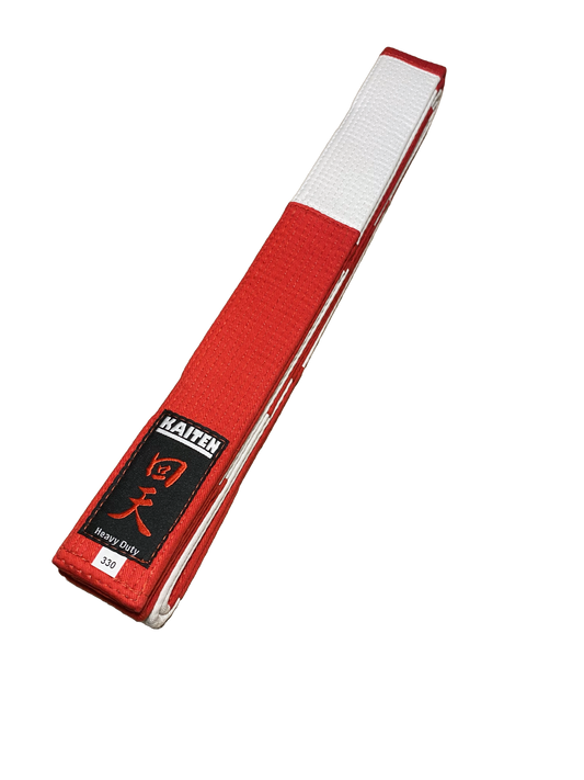 Kaiten Karate Dan-Gürtel rot-weiß, extra dick - 4,5 cm Breit - Großmeister Gürtel Baumwolle - Länge 275 bis 350 cm