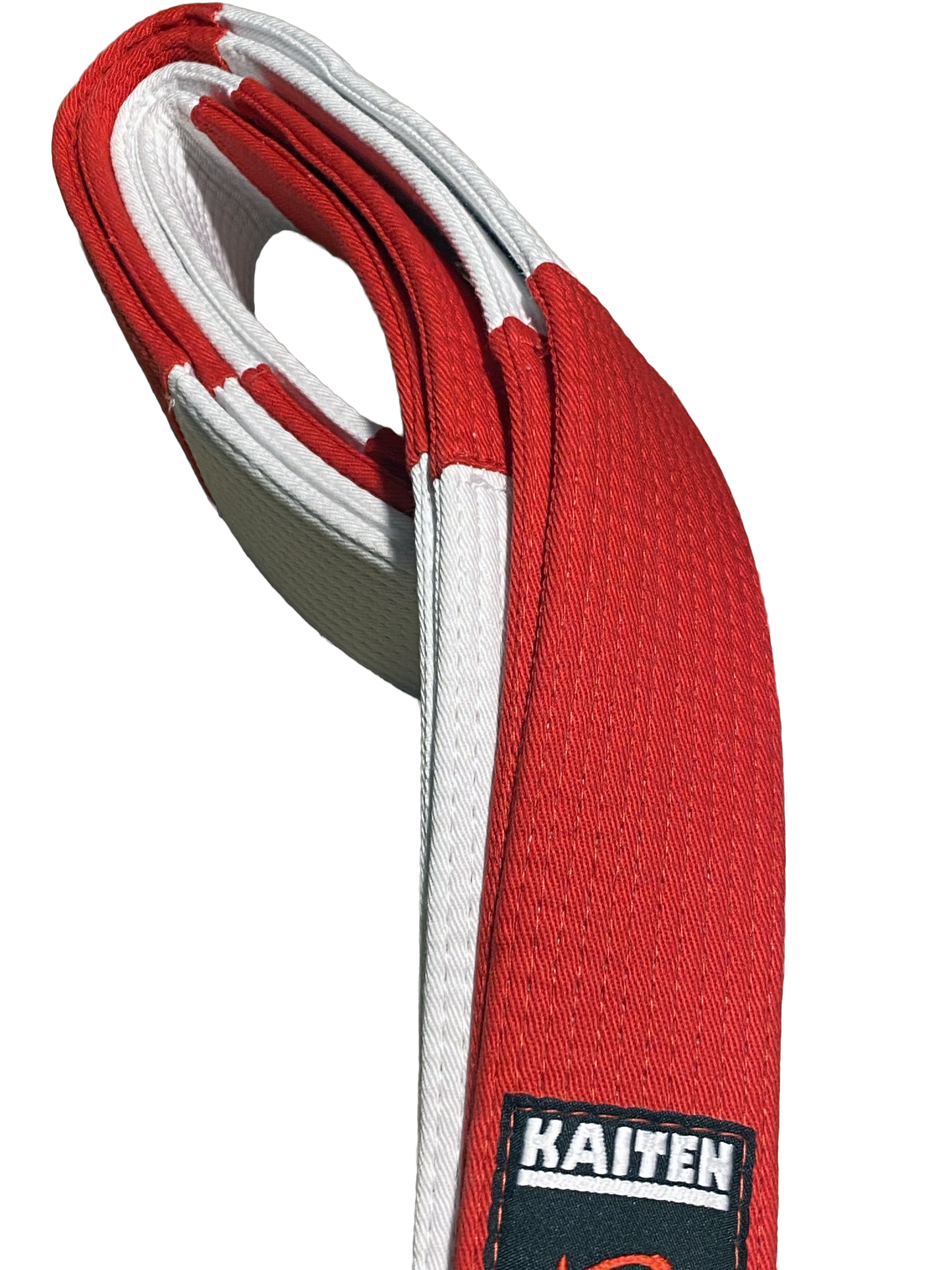 Ceinture Kaiten Karate Dan rouge et blanche, extra épaisse - 4,5 cm de large - Ceinture Grandmaster coton - longueur 275 à 350 cm