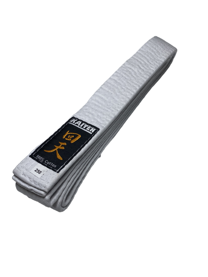 Ceinture de Karaté KAITEN Blanche - Largeur 4 cm - Ceinture Blanche Coton - Longueur 230 à 350 cm