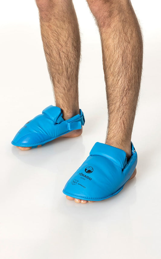 Protège-pieds de karaté, TOKAIDO, WKF, avec fermeture velcro - Bleu