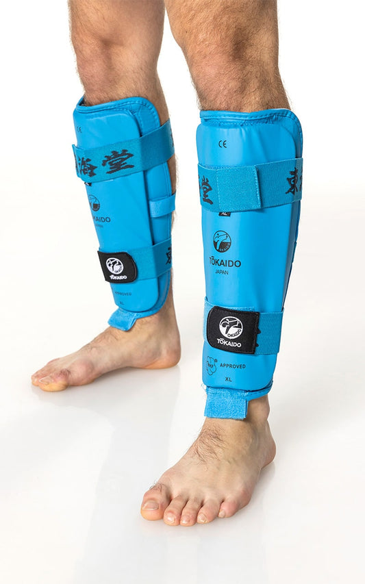 Protège-tibia de karaté, TOKAIDO Kanji, WKF - Bleu