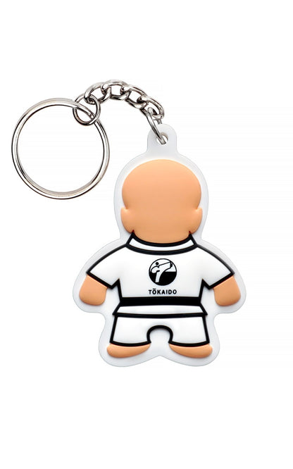 Pendentif Karaté ILJA, TOKAIDO Kata Man - porte-clés caoutchouc blanc