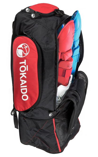 Sac de karaté multifonction, TOKAIDO Monster Bag PRO, couleur sac à dos noir/rouge