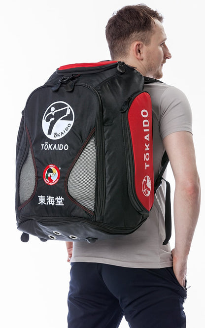 Sac de karaté multifonction, TOKAIDO Monster Bag PRO, couleur sac à dos noir/rouge