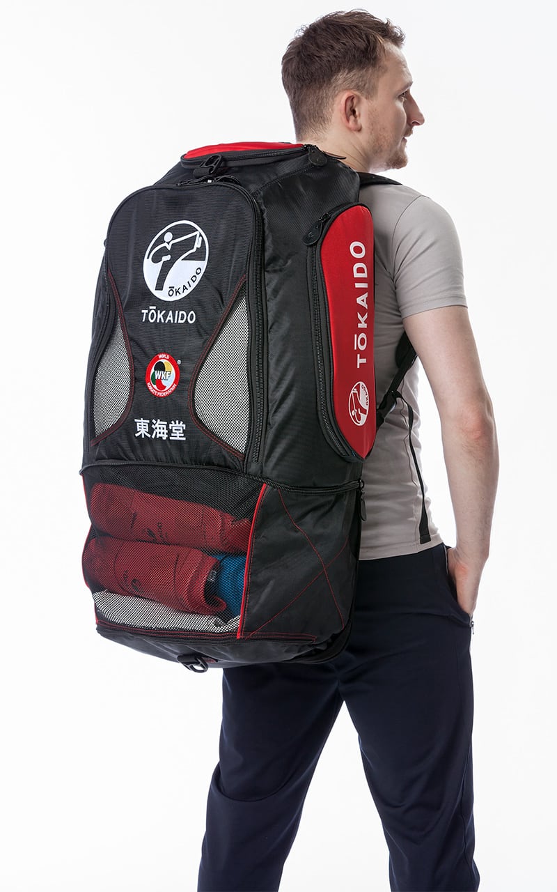 Sac de karaté multifonction, TOKAIDO Monster Bag PRO, couleur sac à dos noir/rouge