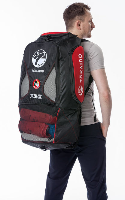 Sac de karaté multifonction, TOKAIDO Monster Bag PRO, couleur sac à dos noir/rouge