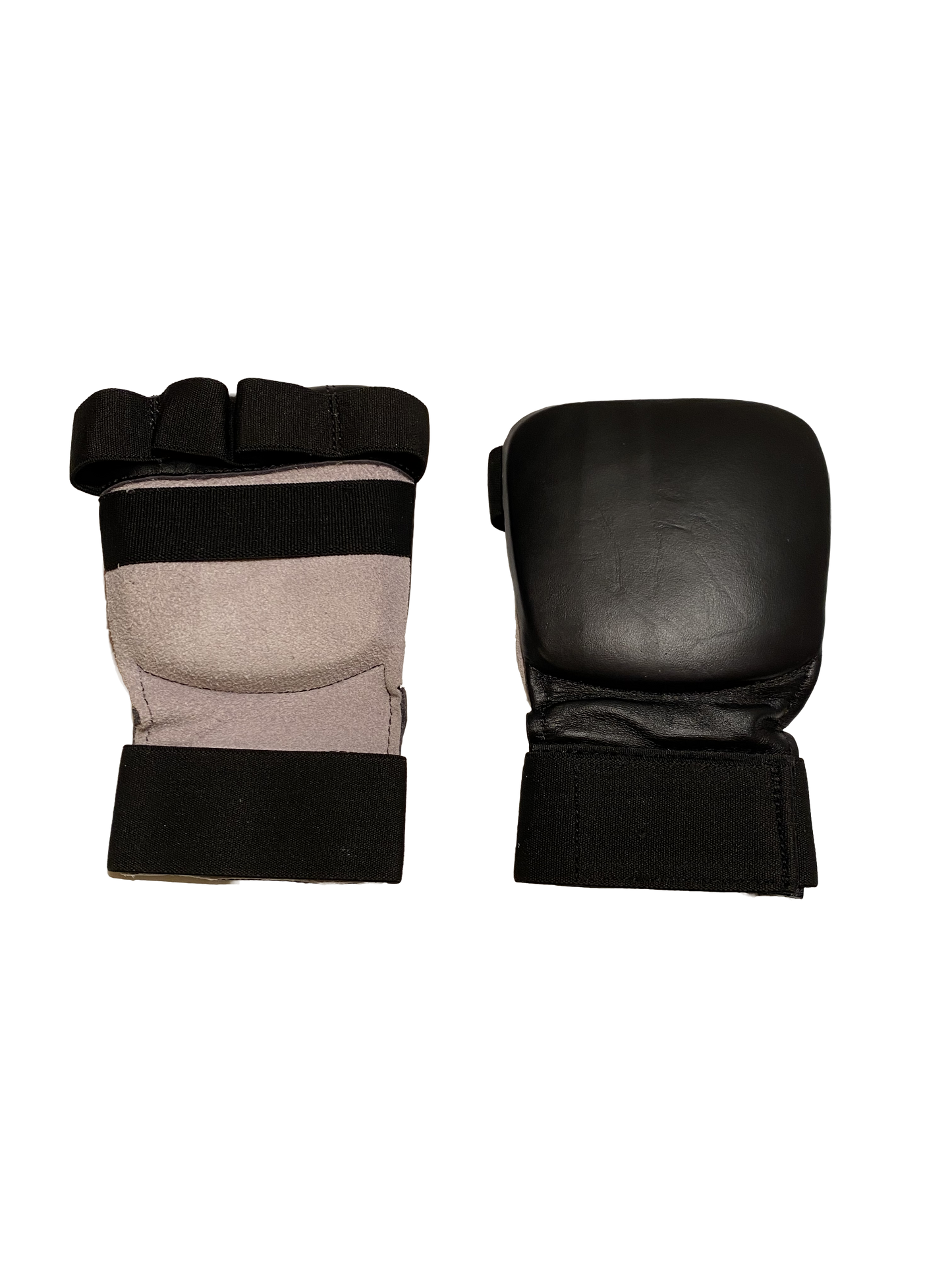 Protège-poings de karaté TEKKA BUDO, noir mat, mitaine en cuir véritable, passants pour les doigts avec bande élastique