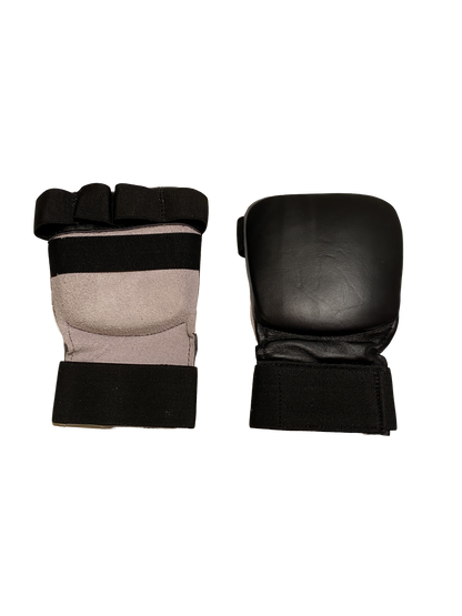 Protège-poings de karaté TEKKA BUDO, noir mat, mitaine en cuir véritable, passants pour les doigts avec bande élastique